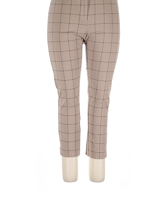 Amanda & Chelsea Pants - Amanda & Chelsea Tan Windowpane Cropped Trousers